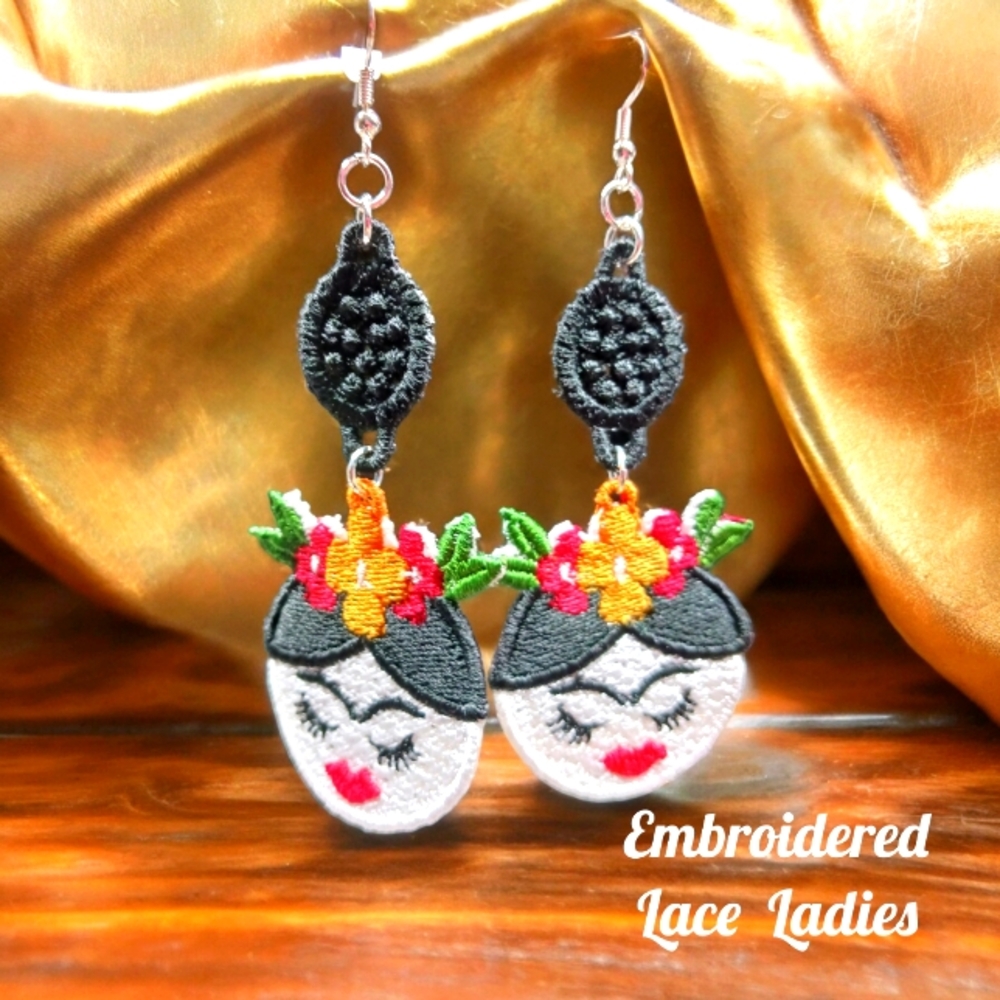 Embroidered Lace Ear-rings